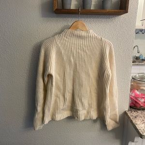 Wool blend split back cream sweater- size medium